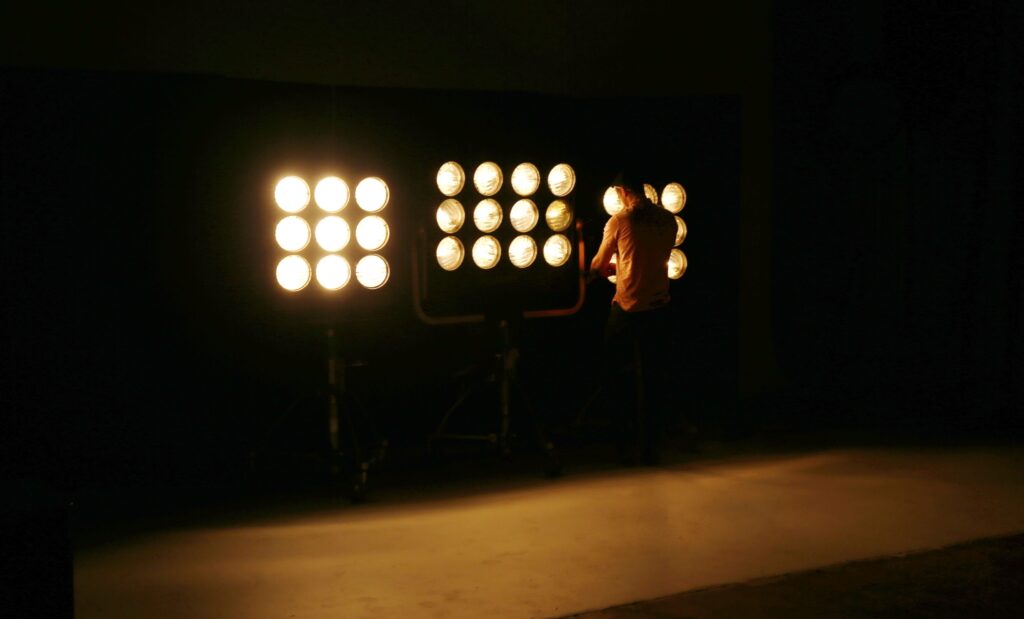 Chris Lavoie working behind the scenes on a professional film production set